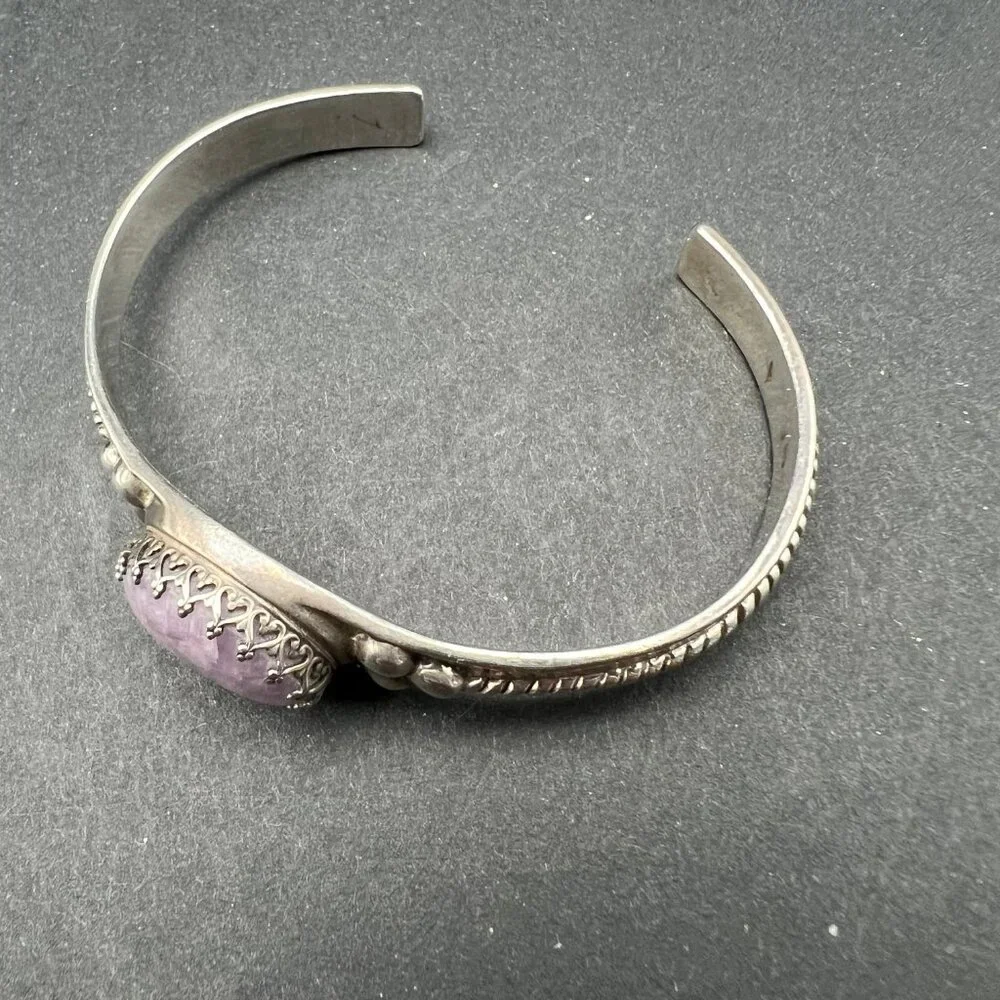 Relios Carolyn Pollack Amethyst Sterling Cuff Bracelet‎ Bezel Set Southwestern - Picture 4 of 10